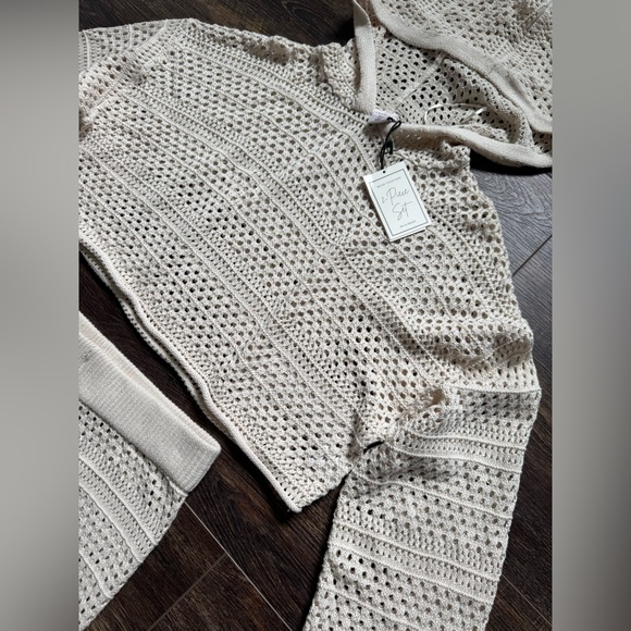 NWT 101 SINCERELY JULES CROCHET 2 PIECE Pants Top Sweater Outfit M - Picture 3 of 7